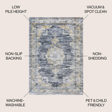 Bausch Bohemian Distressed Chenille Machine-washable Area Rug